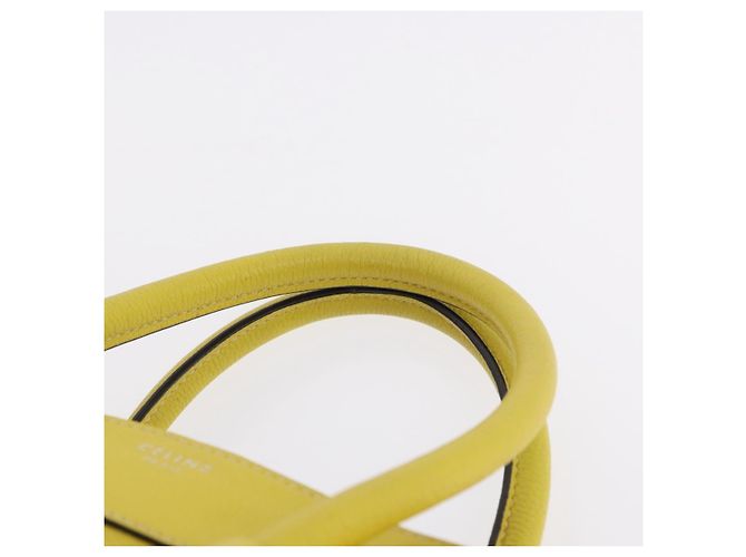 Céline CELINE Luggage Mini Hand Bag Leather Yellow Auth 197304V Giallo - vista 14