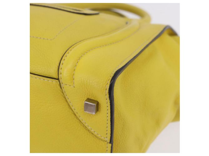 Céline CELINE Luggage Mini Hand Bag Leather Yellow Auth 197304V Giallo - vista 15