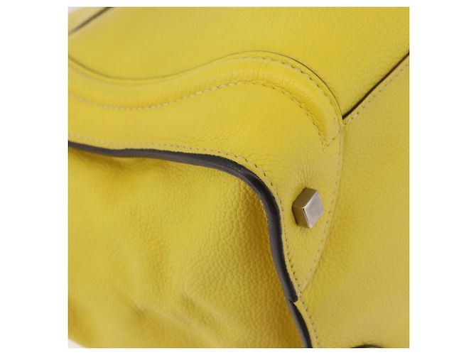 Céline CELINE Luggage Mini Hand Bag Leather Yellow Auth 197304V Giallo - vista 16