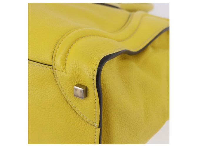 Céline CELINE Luggage Mini Hand Bag Leather Yellow Auth 197304V Giallo - vista 17
