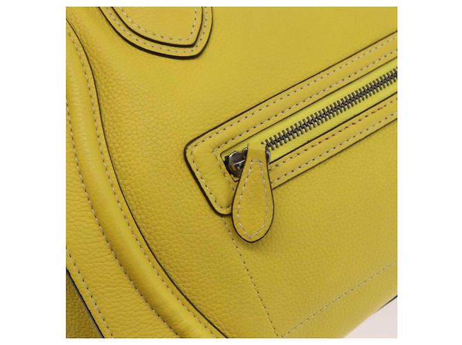 Céline CELINE Luggage Mini Hand Bag Leather Yellow Auth 197304V Giallo - vista 18