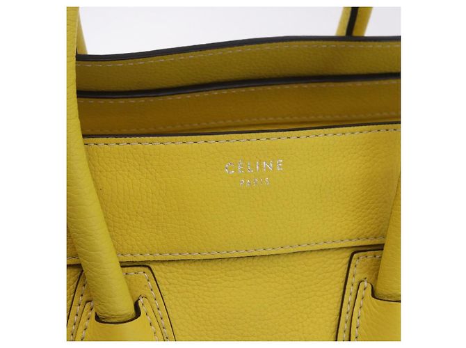 Céline CELINE Luggage Mini Hand Bag Leather Yellow Auth 197304V Giallo - vista 19