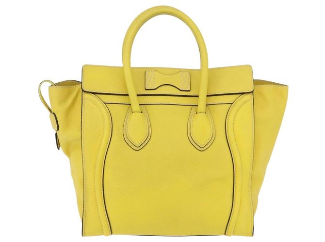 Céline CELINE Luggage Mini Hand Bag Leather Yellow Auth 197304V Giallo - vista 2