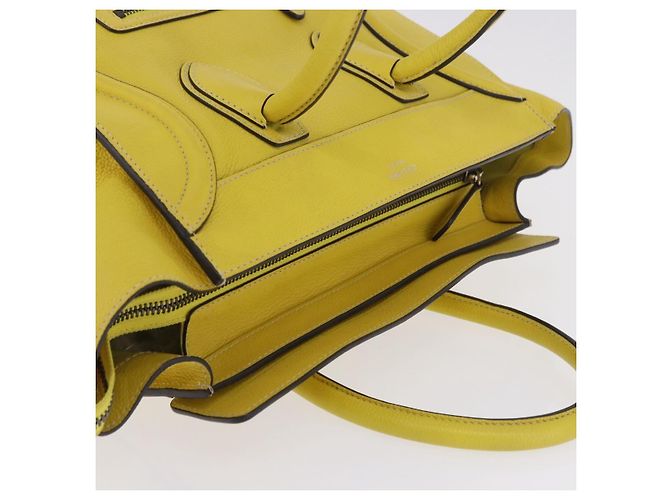 Céline CELINE Luggage Mini Hand Bag Leather Yellow Auth 197304V Giallo - vista 6