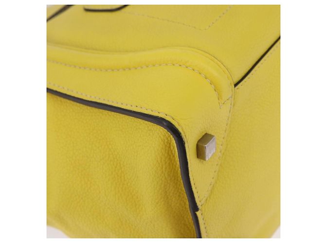 Céline CELINE Luggage Mini Hand Bag Leather Yellow Auth 197304V Giallo - vista 8