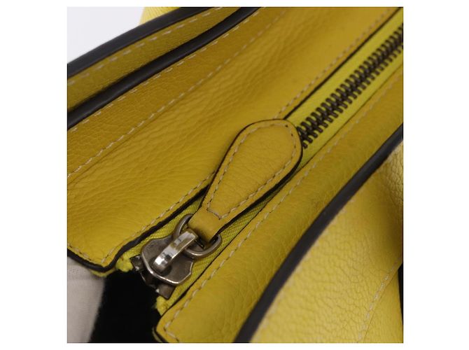 Céline CELINE Luggage Mini Hand Bag Leather Yellow Auth 197304V Giallo - vista 9