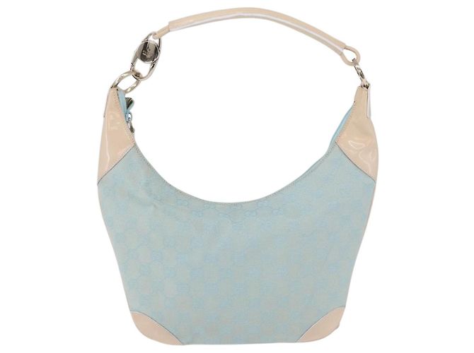 Borsa a Tracolla GUCCI GG Canvas Outlet Azzurro Oro 001 4158 Auth 199129V D'oro Blu chiaro - vista 2