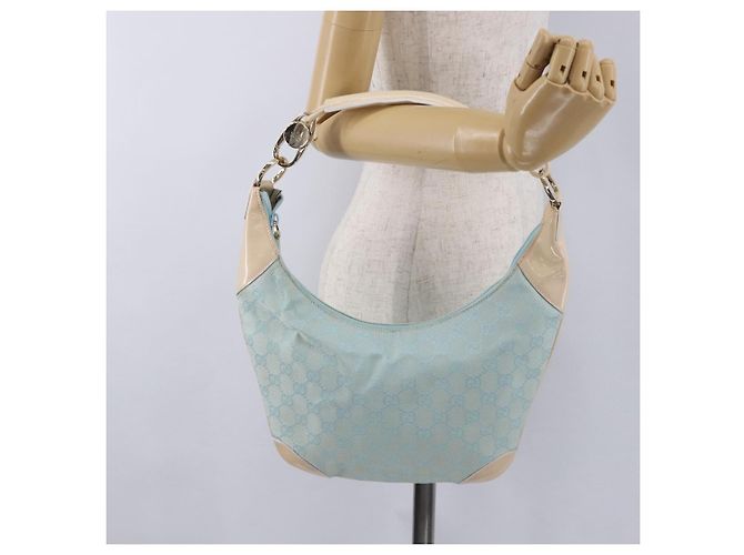 Borsa a Tracolla GUCCI GG Canvas Outlet Azzurro Oro 001 4158 Auth 199129V D'oro Blu chiaro - vista 24