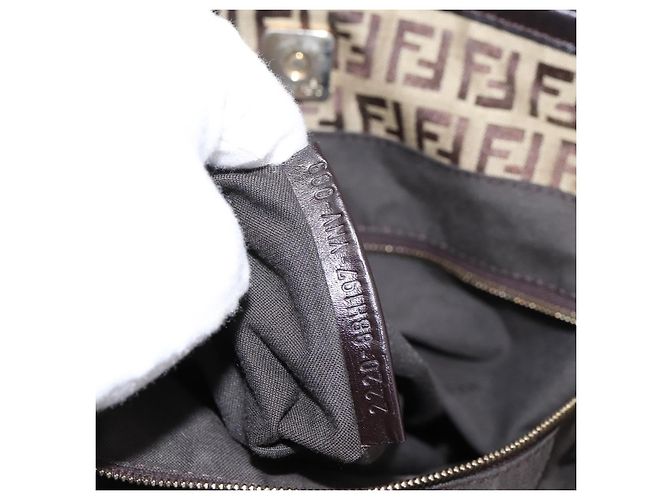 FENDI Zucchino Canvas Tote Bag Beige Gold Auth 200951V Golden - Ansicht 12