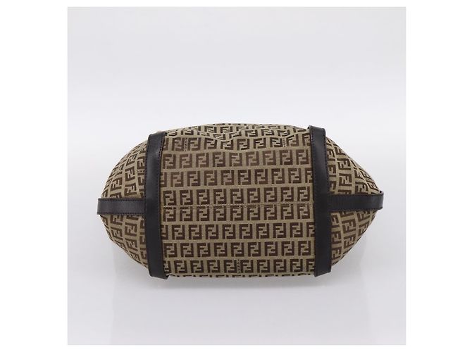FENDI Zucchino Canvas Tote Bag Beige Gold Auth 200951V Golden - Ansicht 5
