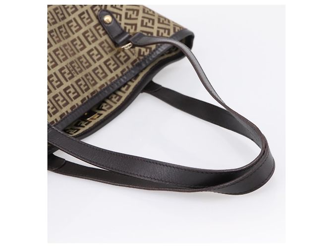 FENDI Zucchino Canvas Tote Bag Beige Gold Auth 200951V Golden - Ansicht 7