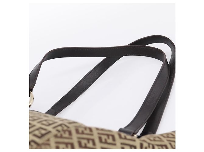 FENDI Zucchino Canvas Tote Bag Beige Gold Auth 200951V Golden - Ansicht 8
