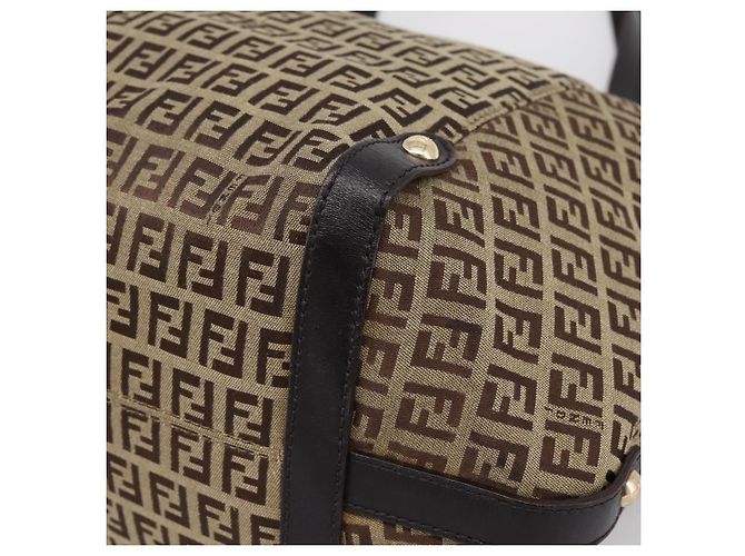 FENDI Zucchino Canvas Tote Bag Beige Gold Auth 200951V Golden - Ansicht 9