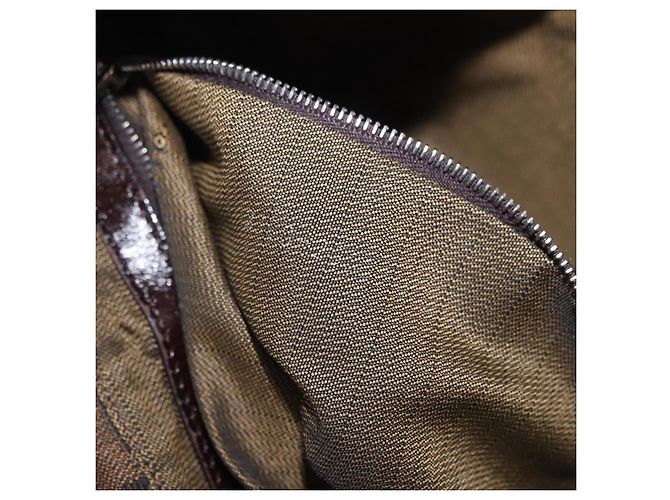 Borsa a tracolla FENDI Zucca Canvas Mamma Baguette Marrone Nero Auth 199587V - vista 12