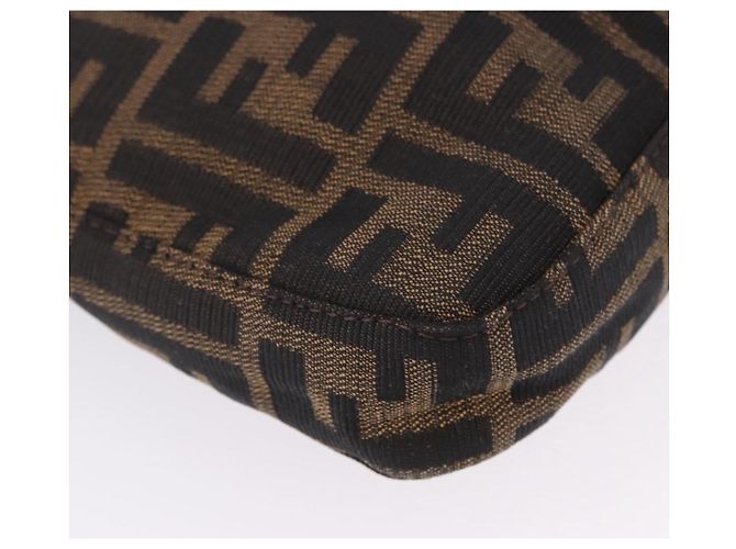 Borsa a tracolla FENDI Zucca Canvas Mamma Baguette Marrone Nero Auth 199587V - vista 14