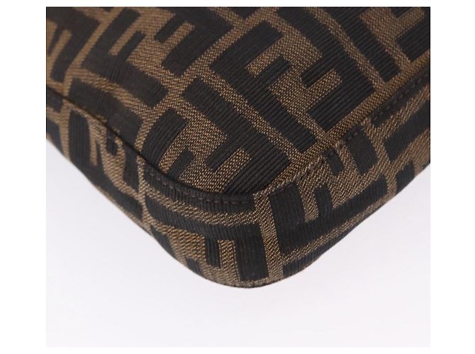 Borsa a tracolla FENDI Zucca Canvas Mamma Baguette Marrone Nero Auth 199587V - vista 16