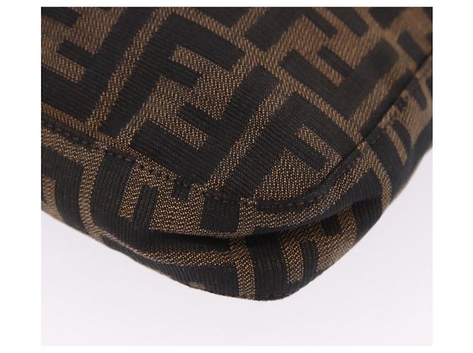 Borsa a tracolla FENDI Zucca Canvas Mamma Baguette Marrone Nero Auth 199587V - vista 17