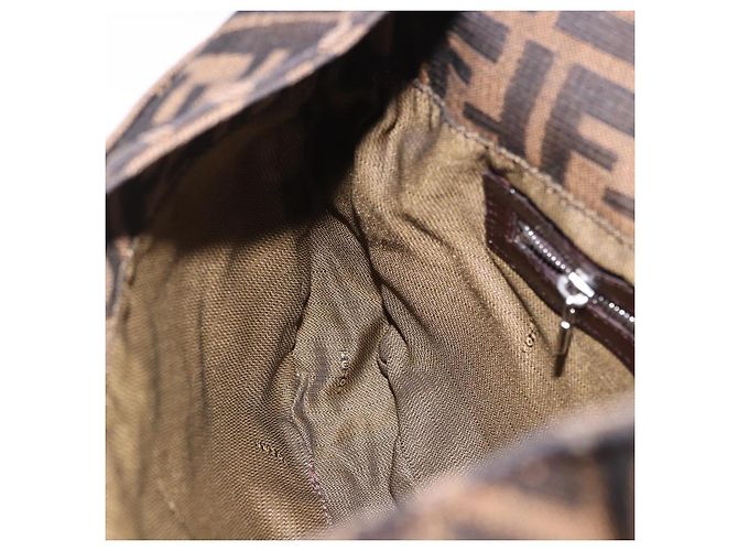 Borsa a tracolla FENDI Zucca Canvas Mamma Baguette Marrone Nero Auth 199587V - vista 21
