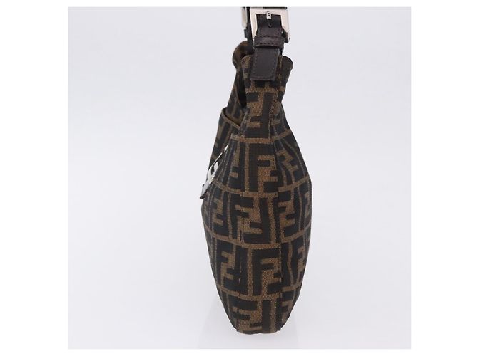 Borsa a tracolla FENDI Zucca Canvas Mamma Baguette Marrone Nero Auth 199587V - vista 3