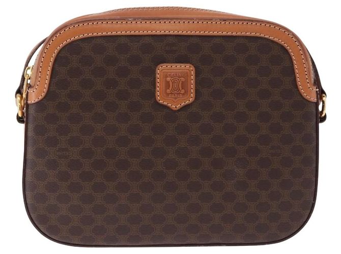 Céline Borsa a tracolla CELINE Macadam Canvas PVC Leather Brown Gold Auth ki6803V Marrone D'oro - vista 13