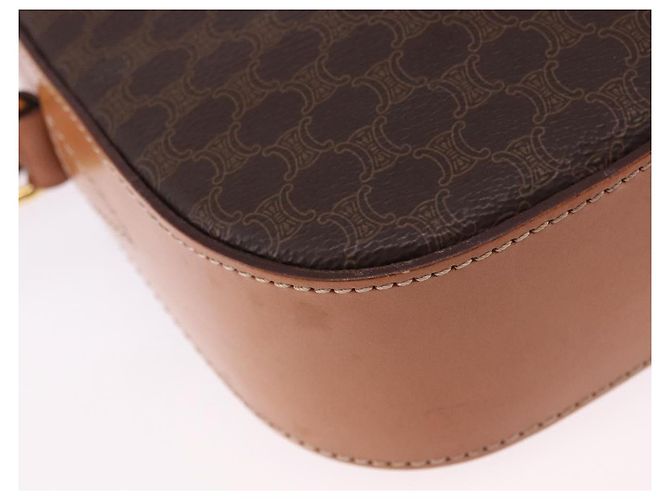 Céline Borsa a tracolla CELINE Macadam Canvas PVC Leather Brown Gold Auth ki6803V Marrone D'oro - vista 16