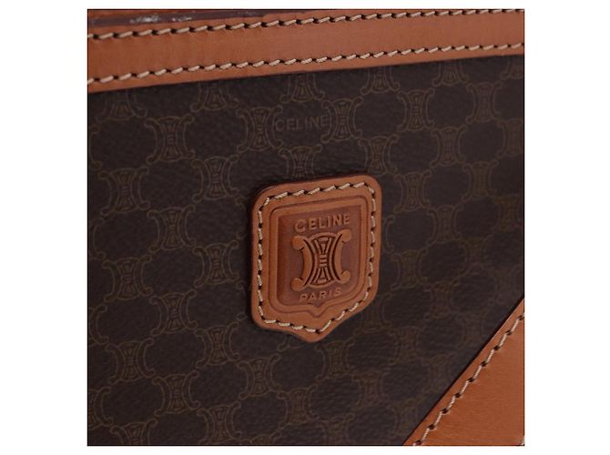 Céline Borsa a tracolla CELINE Macadam Canvas PVC Leather Brown Gold Auth ki6803V Marrone D'oro - vista 18
