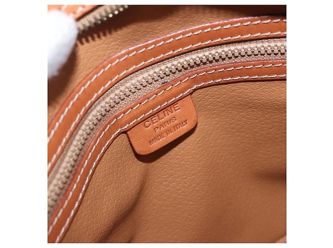 Céline Borsa a tracolla CELINE Macadam Canvas PVC Leather Brown Gold Auth ki6803V Marrone D'oro - vista 19