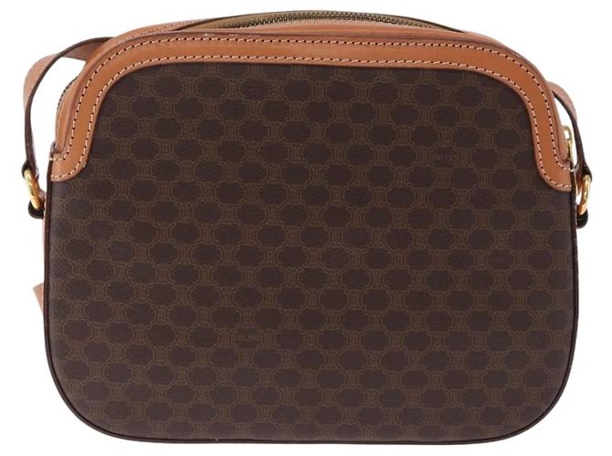 Céline Borsa a tracolla CELINE Macadam Canvas PVC Leather Brown Gold Auth ki6803V Marrone D'oro - vista 2