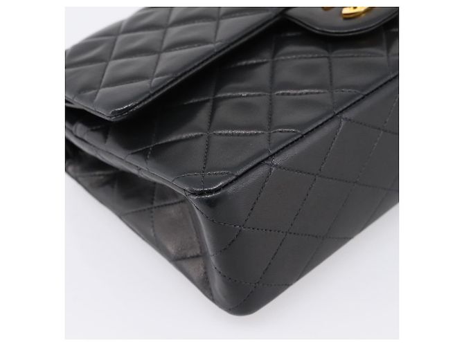 Borsa CHANEL Double Flap Chain Matelasse 25 Lamb Skin Black Gold CC Auth yk20822SM Nero D'oro - vista 11