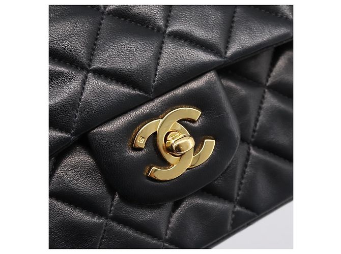 Borsa CHANEL Double Flap Chain Matelasse 25 Lamb Skin Black Gold CC Auth yk20822SM Nero D'oro - vista 14
