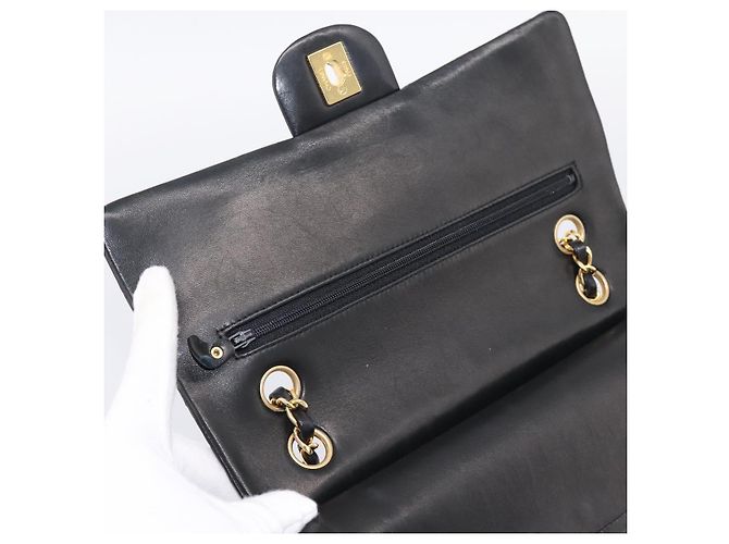 Borsa CHANEL Double Flap Chain Matelasse 25 Lamb Skin Black Gold CC Auth yk20822SM Nero D'oro - vista 15