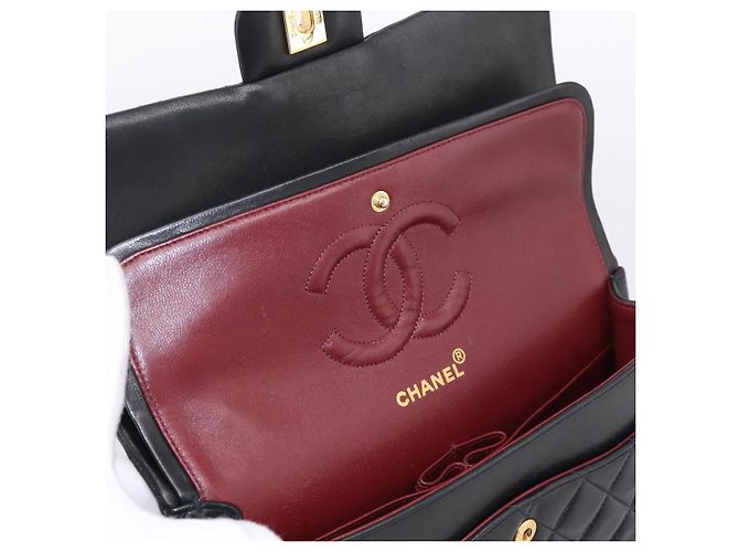 Borsa CHANEL Double Flap Chain Matelasse 25 Lamb Skin Black Gold CC Auth yk20822SM Nero D'oro - vista 16