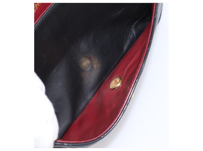 Borsa CHANEL Double Flap Chain Matelasse 25 Lamb Skin Black Gold CC Auth yk20822SM Nero D'oro - vista 22