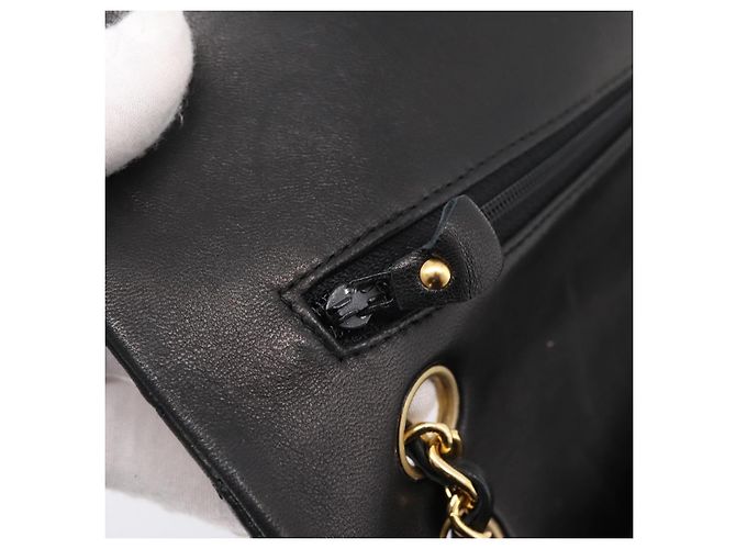 Borsa CHANEL Double Flap Chain Matelasse 25 Lamb Skin Black Gold CC Auth yk20822SM Nero D'oro - vista 23