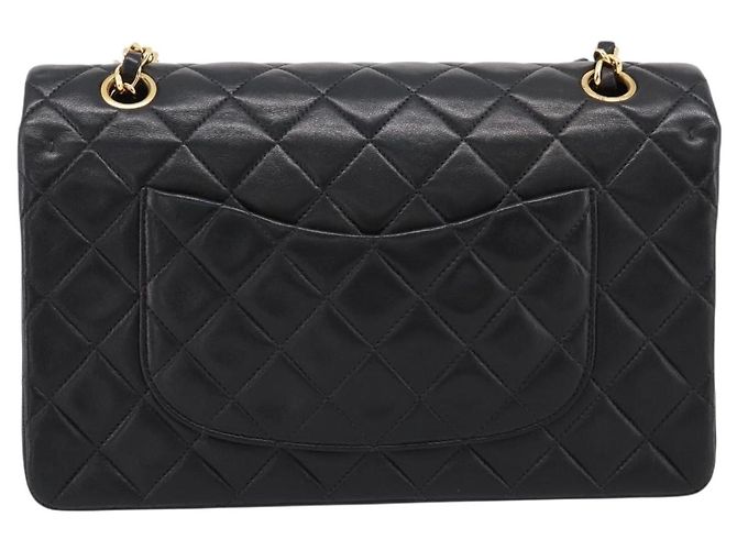Borsa CHANEL Double Flap Chain Matelasse 25 Lamb Skin Black Gold CC Auth yk20822SM Nero D'oro - vista 3