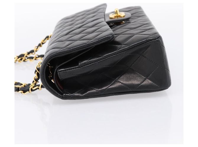 Borsa CHANEL Double Flap Chain Matelasse 25 Lamb Skin Black Gold CC Auth yk20822SM Nero D'oro - vista 4