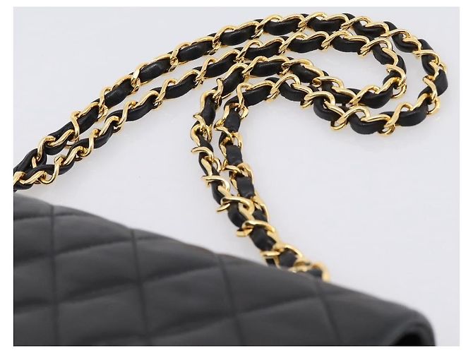 Borsa CHANEL Double Flap Chain Matelasse 25 Lamb Skin Black Gold CC Auth yk20822SM Nero D'oro - vista 8