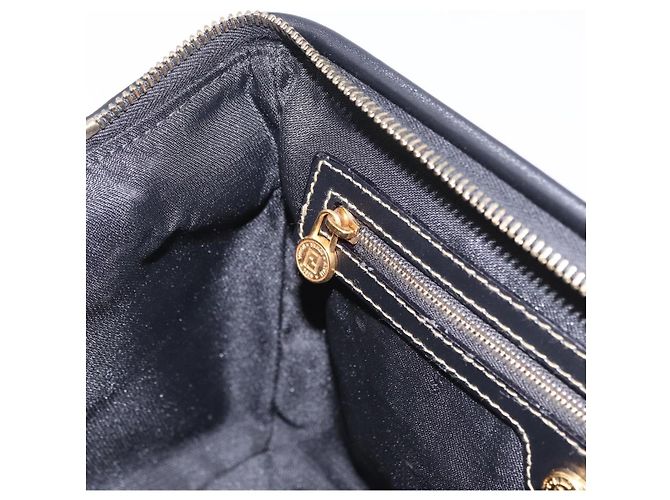 Pequin Borsa Boston FENDI Pecan Canvas PVC Nero Marrone oro Auth 199677V D'oro - vista 21