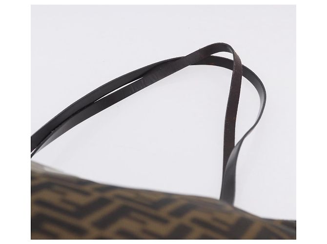 Borsa Tote FENDI Zucca Canvas Marrone Nero Auth 197739A - vista 14
