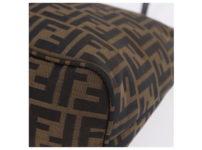 Borsa Tote FENDI Zucca Canvas Marrone Nero Auth 197739A - vista 15