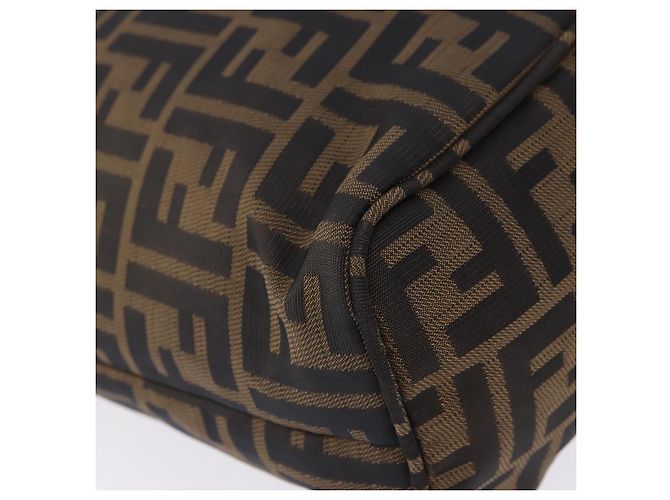 Borsa Tote FENDI Zucca Canvas Marrone Nero Auth 197739A - vista 16