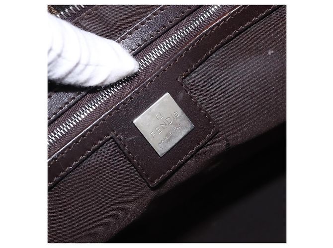 Borsa Tote FENDI Zucca Canvas Marrone Nero Auth 197739A - vista 19