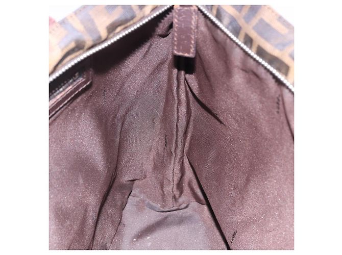 Borsa Tote FENDI Zucca Canvas Marrone Nero Auth 197739A - vista 20