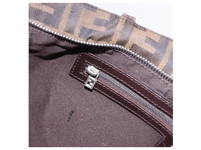 Borsa Tote FENDI Zucca Canvas Marrone Nero Auth 197739A - vista 22