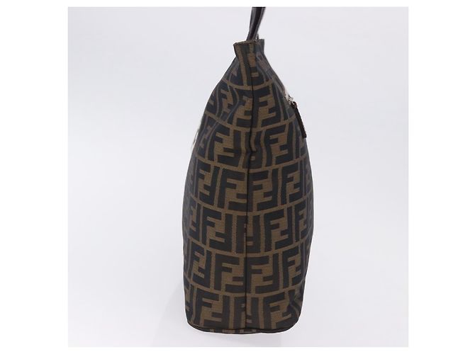Borsa Tote FENDI Zucca Canvas Marrone Nero Auth 197739A - vista 3