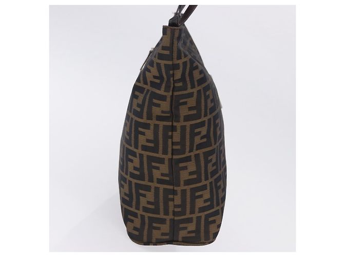 Borsa Tote FENDI Zucca Canvas Marrone Nero Auth 197739A - vista 4