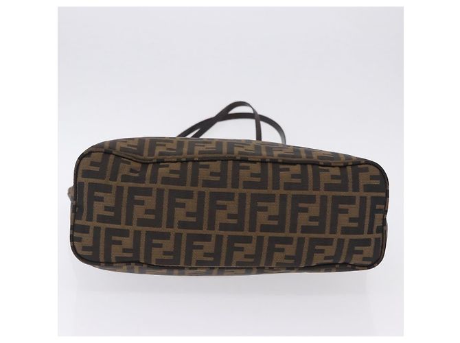 Borsa Tote FENDI Zucca Canvas Marrone Nero Auth 197739A - vista 5