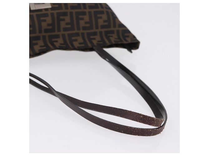 Borsa Tote FENDI Zucca Canvas Marrone Nero Auth 197739A - vista 7