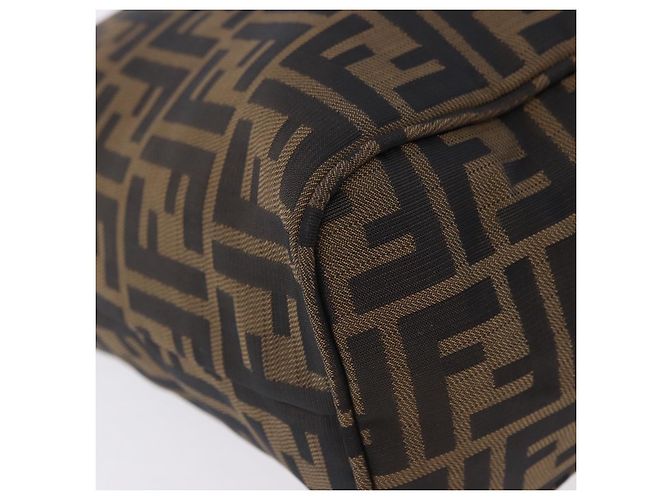 Borsa Tote FENDI Zucca Canvas Marrone Nero Auth 197739A - vista 8