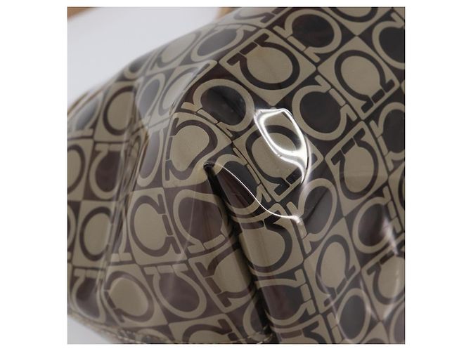 Borsa a tracolla Salvatore Ferragamo in vinile Beige Silver Auth 196611A Argento - vista 11